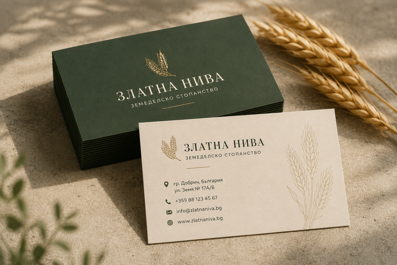 Визитки и презентационна кутия до житен клас